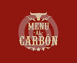 Menu al Carbon, Grill Menu spanish text design.