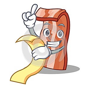 With menu bacon mascot cartoon style
