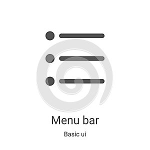 menu bar icon vector from basic ui collection. Thin line menu bar outline icon vector illustration. Linear symbol for use on web