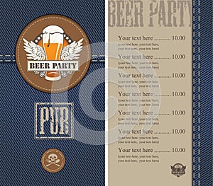 Menu for a beer