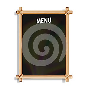 Menu Board. Cafe Or Restaurant Menu Bulletin Black Board. Isolated On White Background. Realistic Black Signboard Chalkboard With