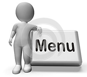 Menu Button With Character Shows Ordering Food Menus Online