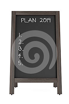 Menu Chalk Board with the Phrase Plan 2019. 3d Rendering