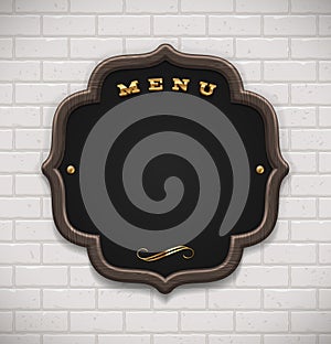 Menu chalkboard in wooden frame