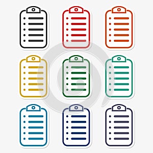 Menu clipboard vector icons set