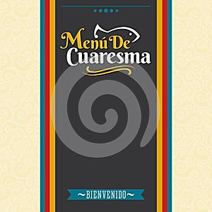 Menu de Cuaresma - Lenten menu spanish text - Lent sea food vector menu cover design photo