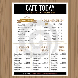 Menu design Cafe restaurant template with icons and text