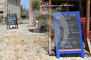 Menu du Jour restaurant sign Southern France