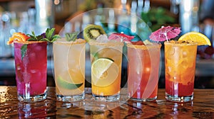 The menu features exotic mocktails with playful names like Island Breeze and Lava Flow