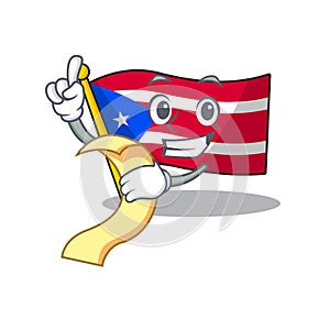 With menu flag puerto rico on a cartoon