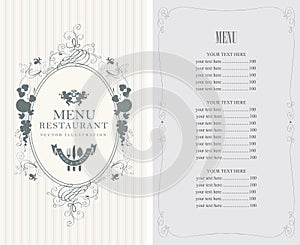 Menu with floral ornaments