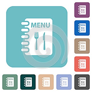 Menu with fork and knife rounded square flat icons