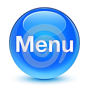 Menu glassy cyan blue round button