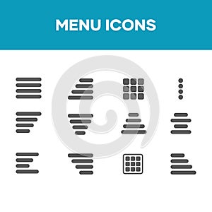 Menu icon set flat design. good for application, website, web design icons, ui ux icons