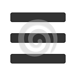 Menu icon. Three horizontal lines app button symbol. Options vector