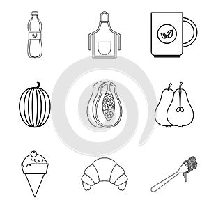 Menu icons set, simple style