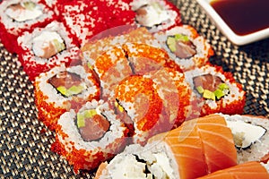 Menu of Japanese sushi rolls
