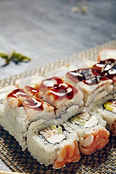 Menu of Japanese sushi rolls