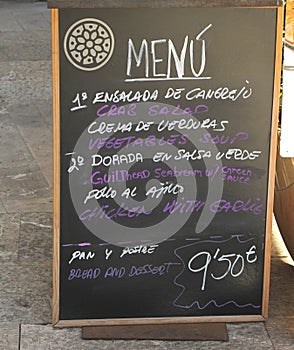 Daily menu at Mallorca, Mediterranean and Mallorcan gastronomy, Spain