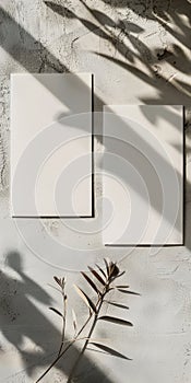 Menu Mock up Two empty white vertical rectangle price-list or menu mockups