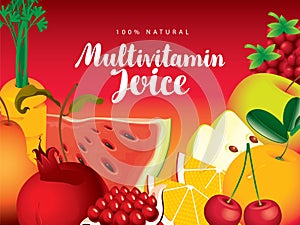 Menu for multivitamin juice from various fruits photo