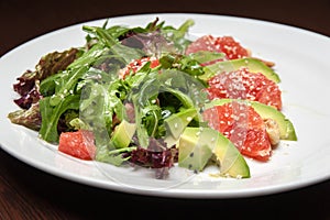 The menu photo - salad with avocado and grapefruit