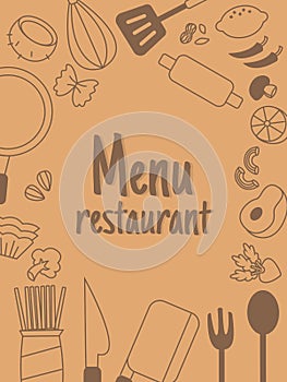 Menu rastaurant with line icon.