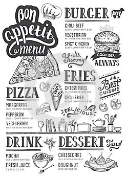 Menu restaurant, food template.