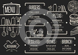 Menu restaurant, food template placemat.