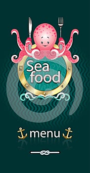 Menu for restaurant sea food octopus