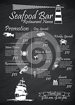 Menu Seafood restaurants Signs,Posters, blackboard photo