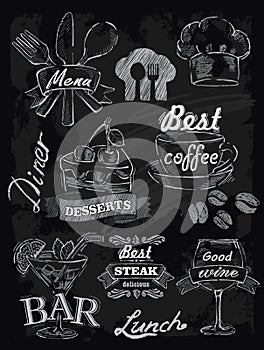 Menu set on chalkboard