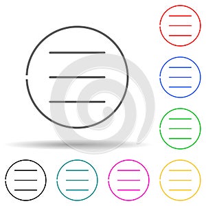 Menu sign in circle multi color set icon. Simple thin line, outline vector of web icons for ui and ux, website or mobile