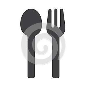 Menu, spoon and fork icon vector, filled flat sign, solid pictogram isolated on white.