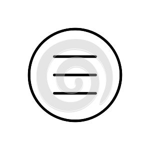 Menu Vector Icon, Outline style, isolated on white Background.