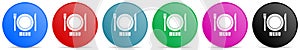 Menu vector icons  set of circle gradient buttons in 6 colors options for webdesign and mobile applications