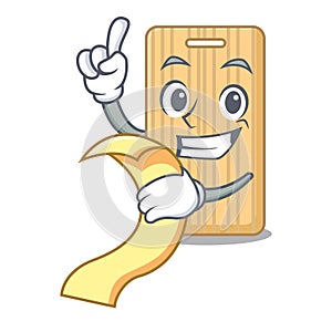 With menu wooden cutting board mascot cartoon