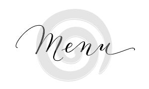 Menu word, hand written custom calligraphy isolated on white. photo