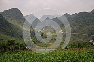 The majestic karst mountains around Meo Vac, Ha Giang Province, Vietnam photo