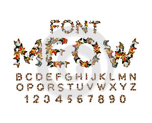 Meow font. Cat alphabet. catlike ABC. letters of Pet. Pets typo photo