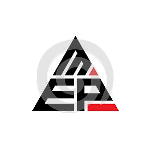 MEP triangle letter logo design with triangle shape. MEP triangle logo design monogram. MEP triangle vector logo template with red