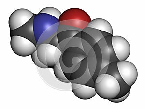 Mephedrone (4-MMC, 4-methylmethcathinone, 4-methylephedrone) stimulant drug molecule (designer drug). 3D rendering. Atoms are