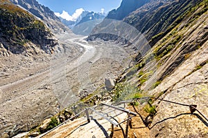 Mer de Glace glacier ladder, Chamonix, France Alps