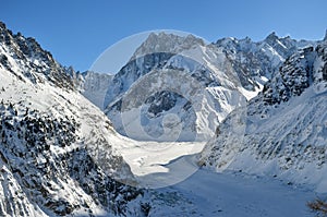 The Mer de Glace, Sea of Ice in Chamonix, France photo