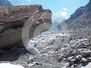 The Mer de Glace  is a valley glacier located on the northern slopes of the Mont Blanc massif, in the French Alps.