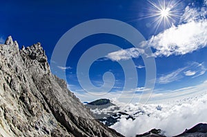 Merapi Mountain Summit With Merbabu Mountain At Fr