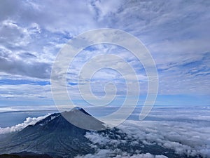 Merapi mountain view in Boyolali, Central Java, Indonesia