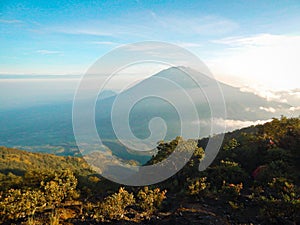 Merbabu Mountain view from Merapi Mountain Central Java