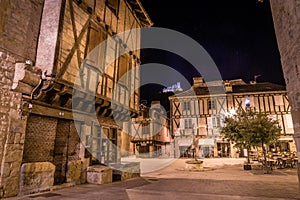 Mercadial square in Saint Cere in France at night photo