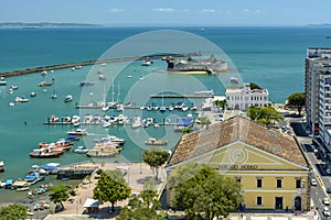 Mercado Modelo and old historic fortress at Todos os Santos bay photo